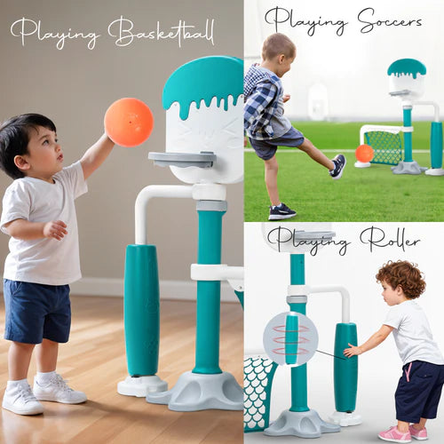 Baby Basketball Set for Kids | Activity Toy with 6 Adjustable Heights, Basketball Hoop & Soccer Goal | Suitable for Ages 2-5 Years 4647