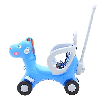2 in 1 Baby Rocking Horse Toy Ride On Kids Rocker with Music Indoors & Outdoors Made in India for 1-3 Years Kids Car Rider Babies (Blue)