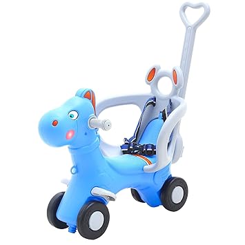 2 in 1 Baby Rocking Horse Toy Ride On Kids Rocker with Music Indoors & Outdoors Made in India for 1-3 Years Kids Car Rider Babies (Blue)