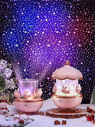 Glaceon LED Star Projector Rabbits Nursery Night Light,360°Rotatation,6 Film,USB Cable,Toddler Sleep Trainer,Rechargeable Mood Lamp,Remote Control,Best Gift for Baby