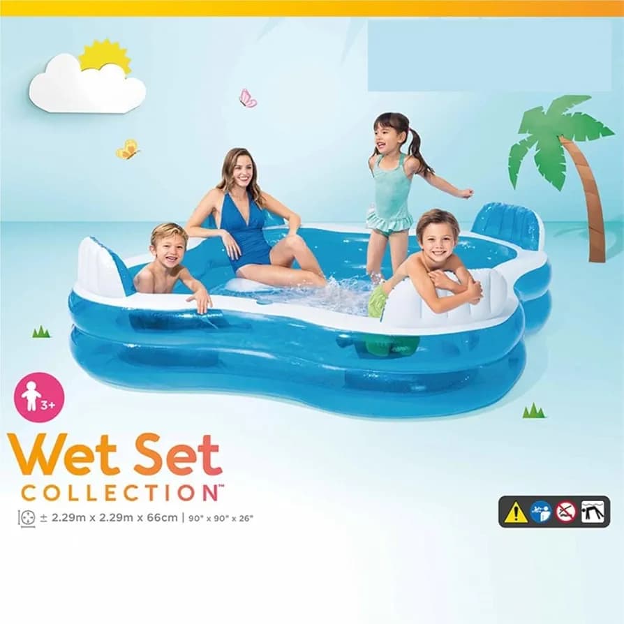 Intelligent PVC Intex Swim Center Family Lounge Pool With Pump Inflatable Swimming Pool (Multicolor) 56475NP